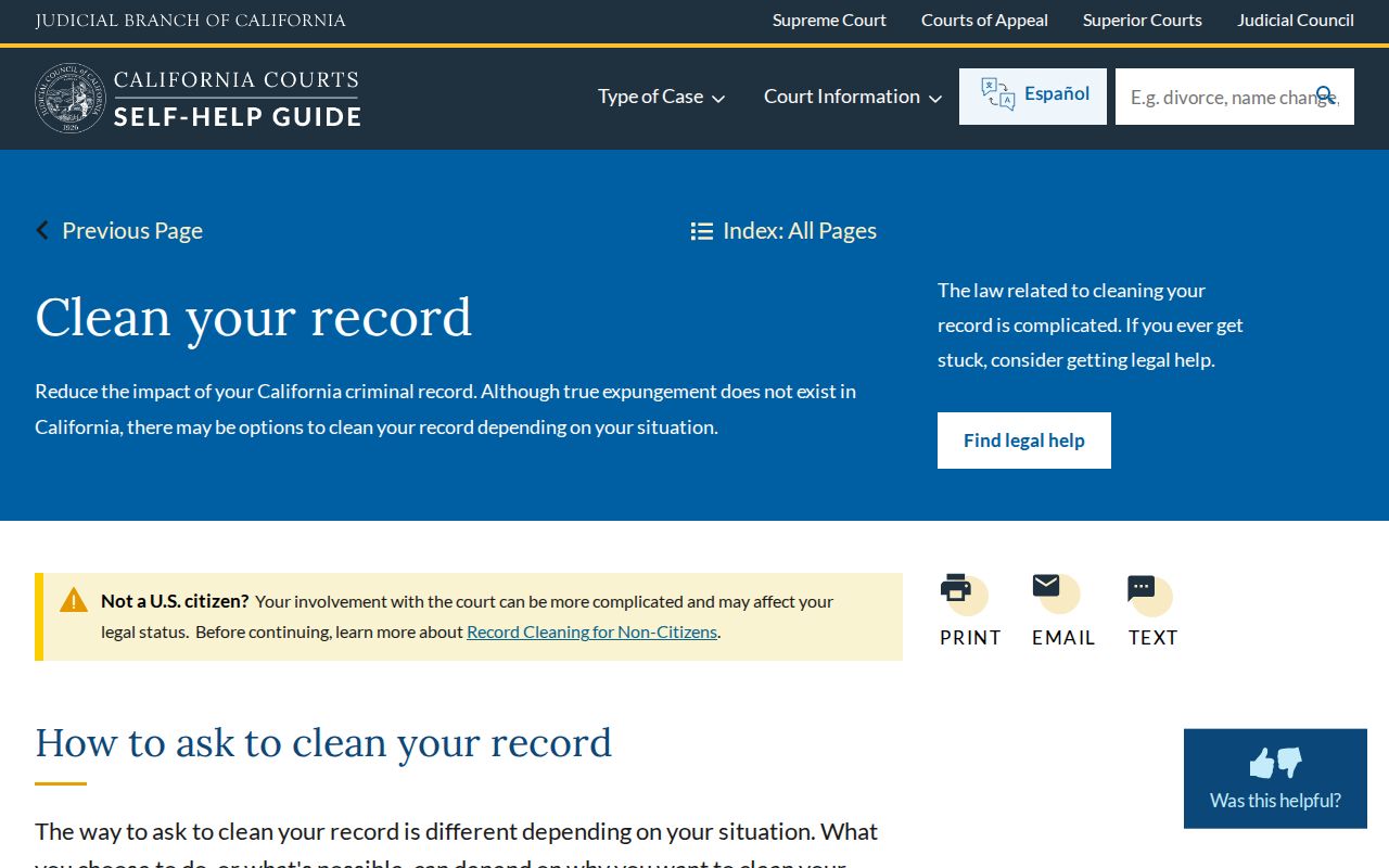 California Courts criminal record cleaning guide